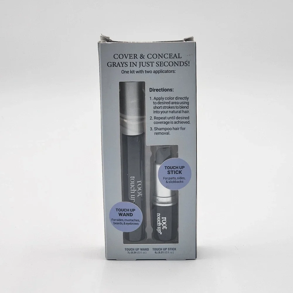 Kiss Root Touch Up Instant Gray Coverage Natural Black 2 Applicators in Kit New